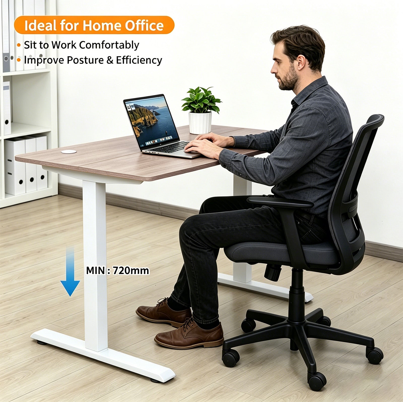Avoltrix Electric Standing Desk 120 × 60 cm, Height Adjustable Sit-Stand Desk with 3 Memory Presets, 70 kg Heavy-Duty Ergonomic Computer Desk for Home Office