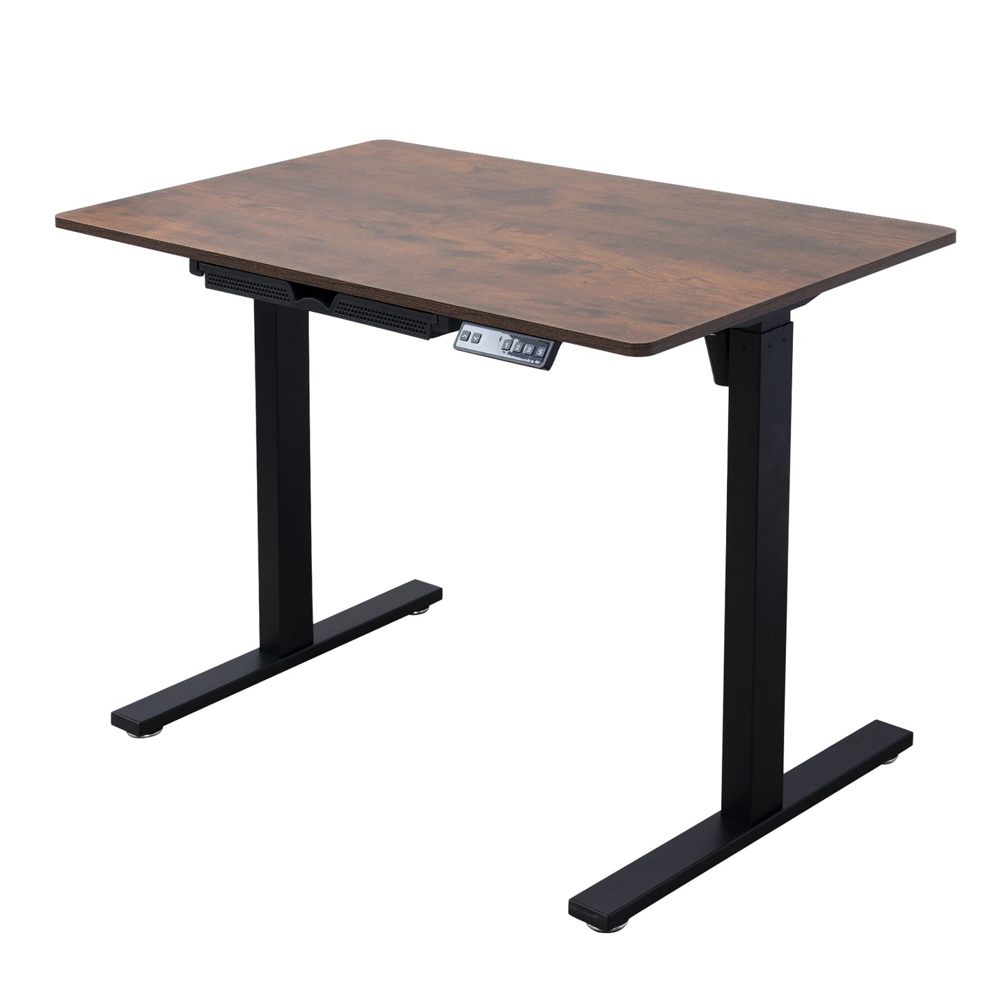 Electric Standing Desk 100x60cm with Drawer, Height Adjustable Sit Stand Desk with Memory Preset, Home Office Computer Desk, Black +Tiger stripe