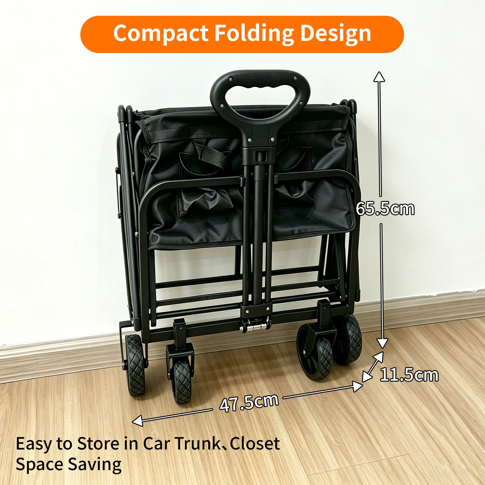 Avoltrix 130L Heavy Duty Folding Beach Trolley Cart – 120kg Load Capacity, Oxford Fabric & Iron Frame, All-Terrain Wheels, Portable Collapsible Wagon for Beach, Garden & Camping