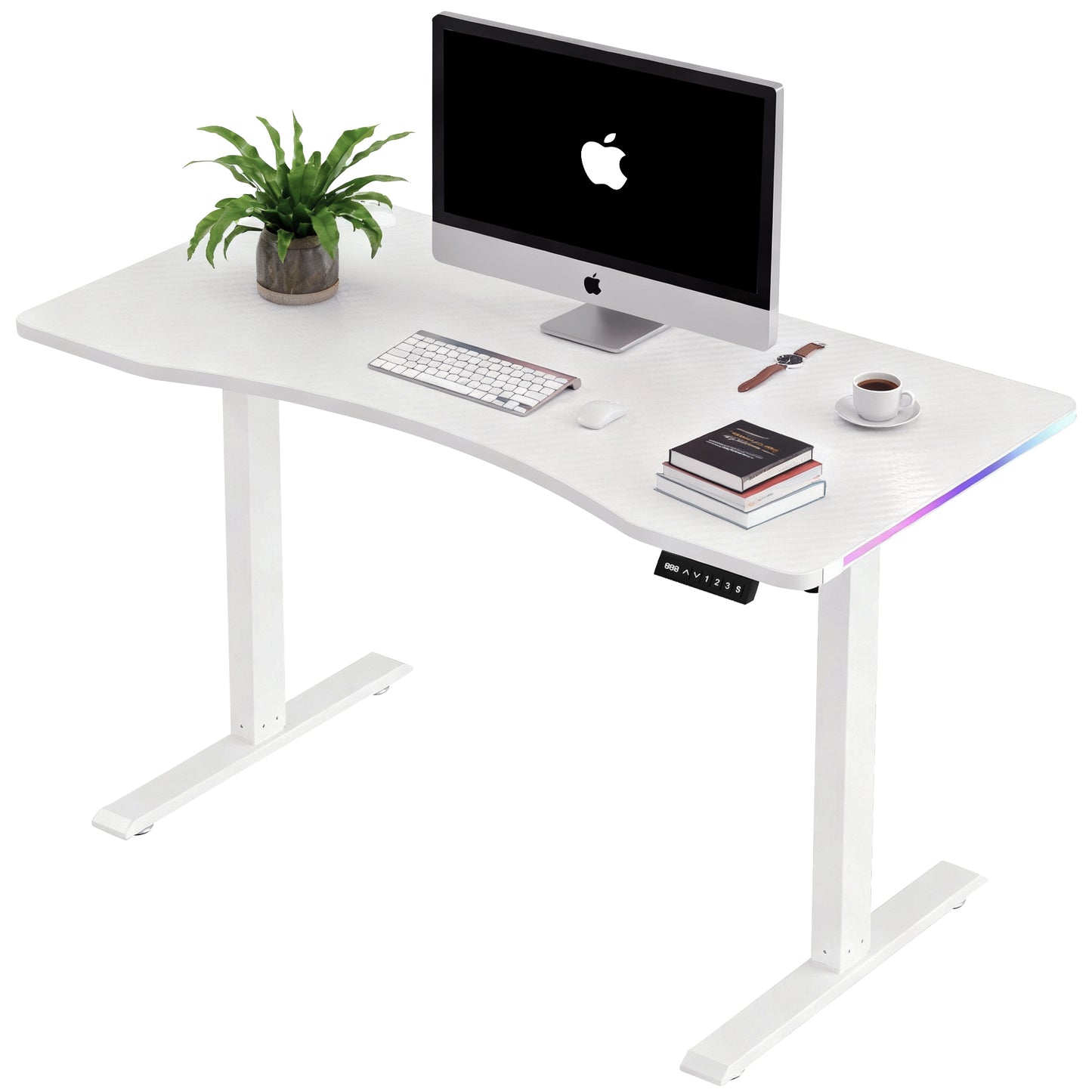 120CM Electric Standing Desk – Height Adjustable Sit Stand Desk with RGB Lights, Ergonomic Computer Table for Gaming, Home Office or Study, Black