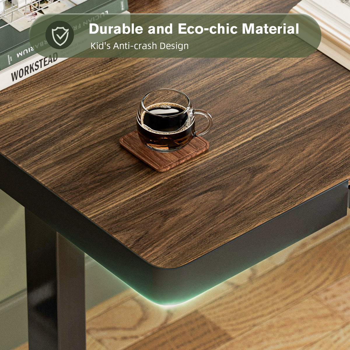 Avoltrix Electric Standing Desk with Drawer, USB Ports & Power Outlets – Height Adjustable, 120×60CM Walnut Finish Table for Home Office