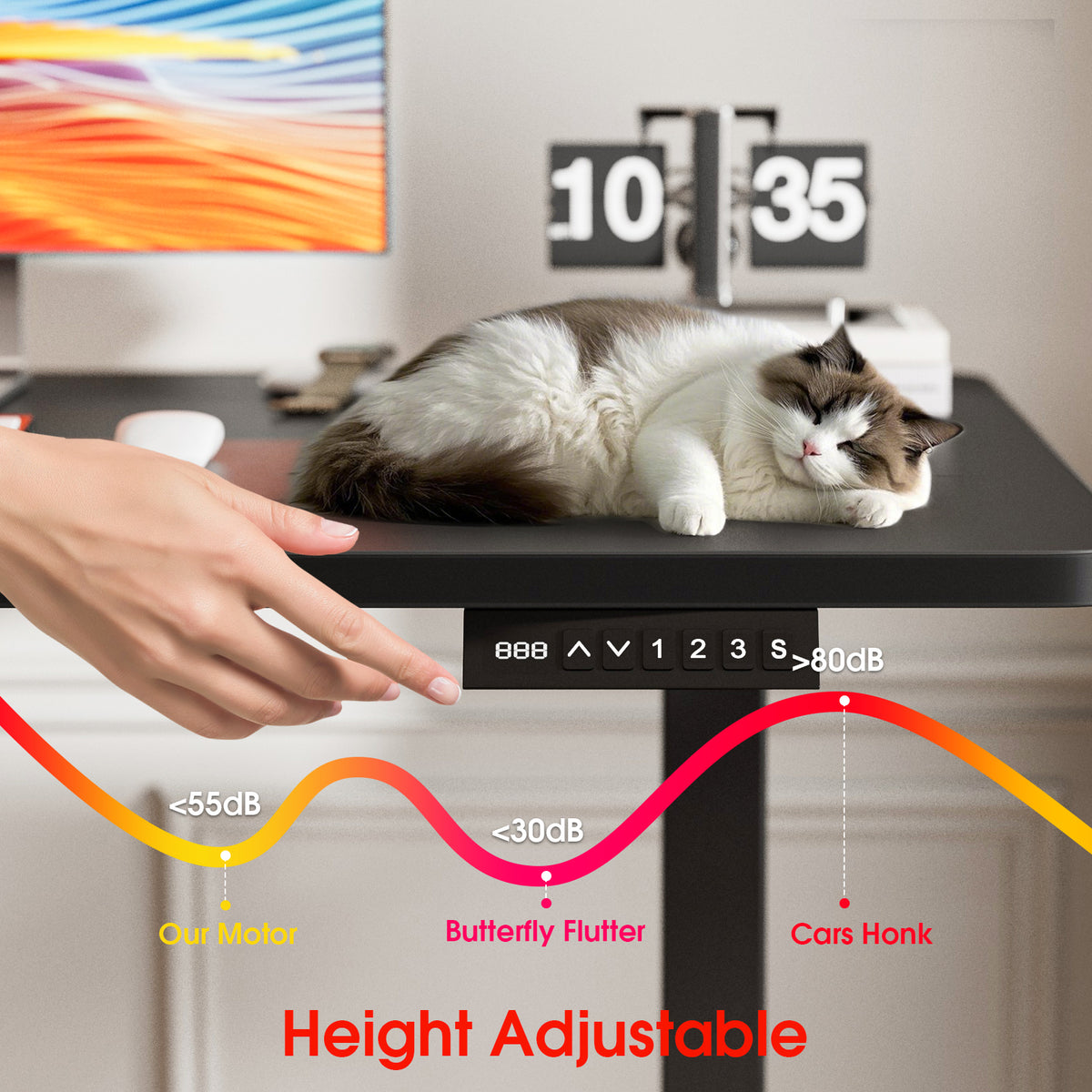 Avoltrix 100x55CM Electric Standing Desk, Height Adjustable Sit Stand Computer Desk with Hooks for Home Office or Study, Black