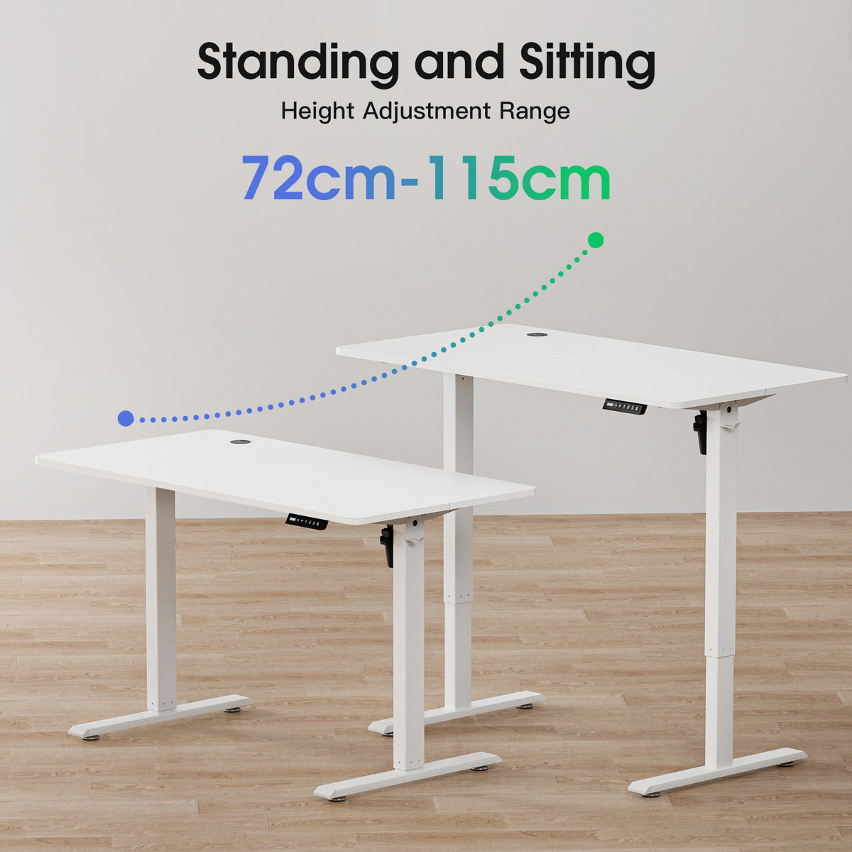 Avoltrix 120x60CM Electric Standing Desk, Height Adjustable Ergonomic Work Desk with Hooks for Home Office or Study, White